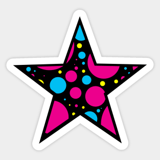 Black and Multicolor Polka Dot Star Sticker